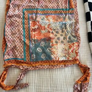 Pilcro Floral Patterned Top with Pink and Blue Accents